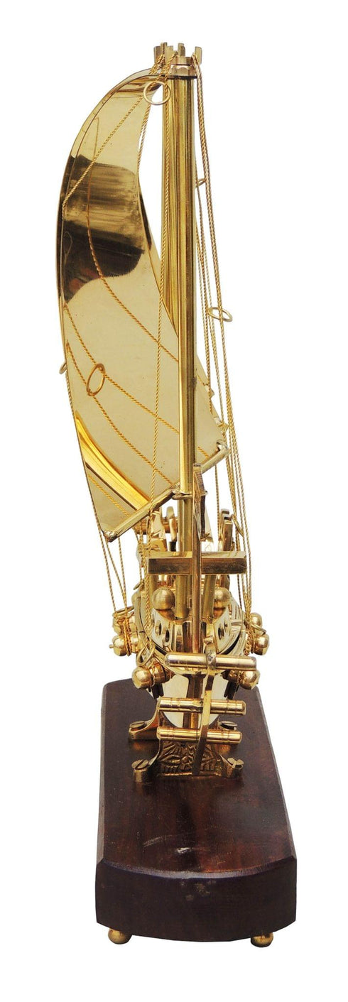Brass Table Ship With Wooden Base 0.99kg